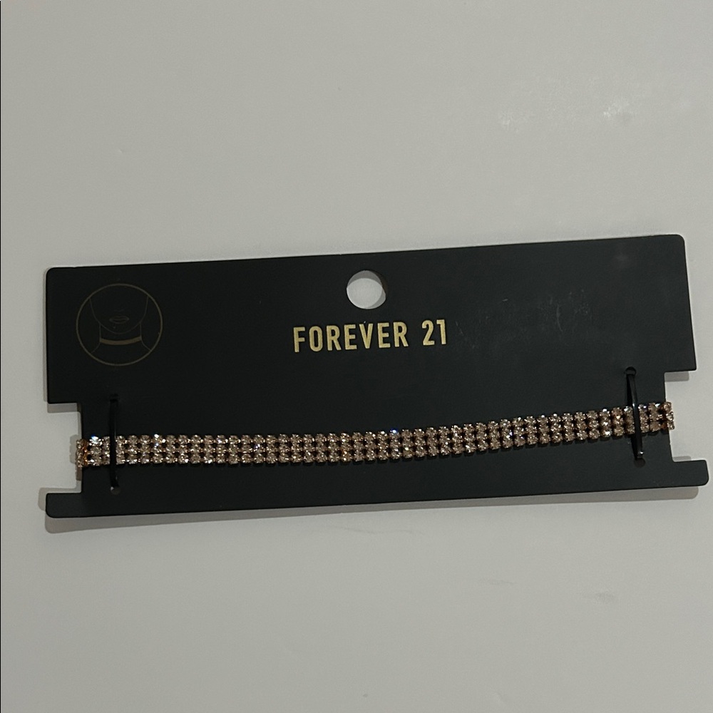 Forever 21 Women’s Gold Rhinestone Necklace Choker